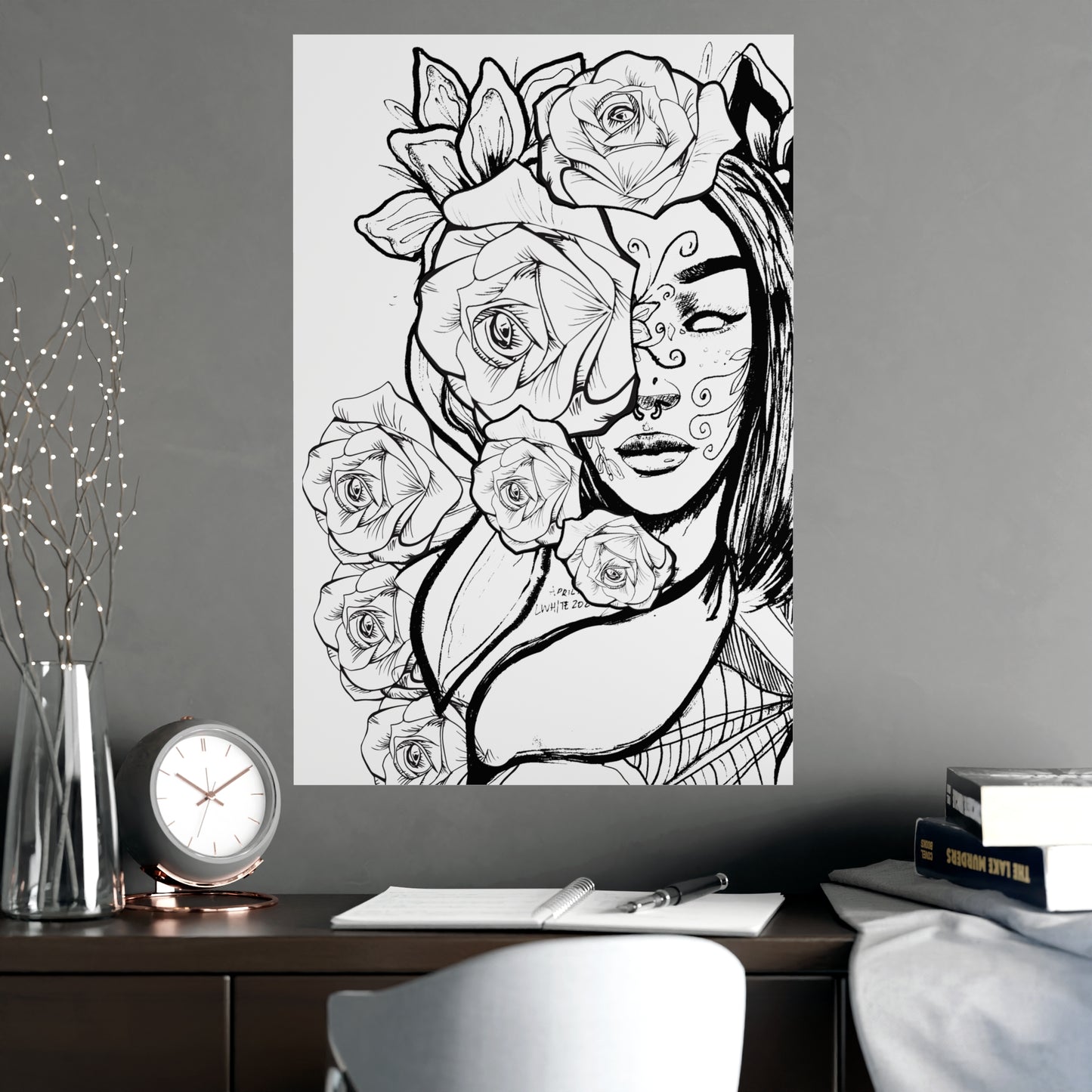 Poster Print - Nurturing Energy Black and White Drawing