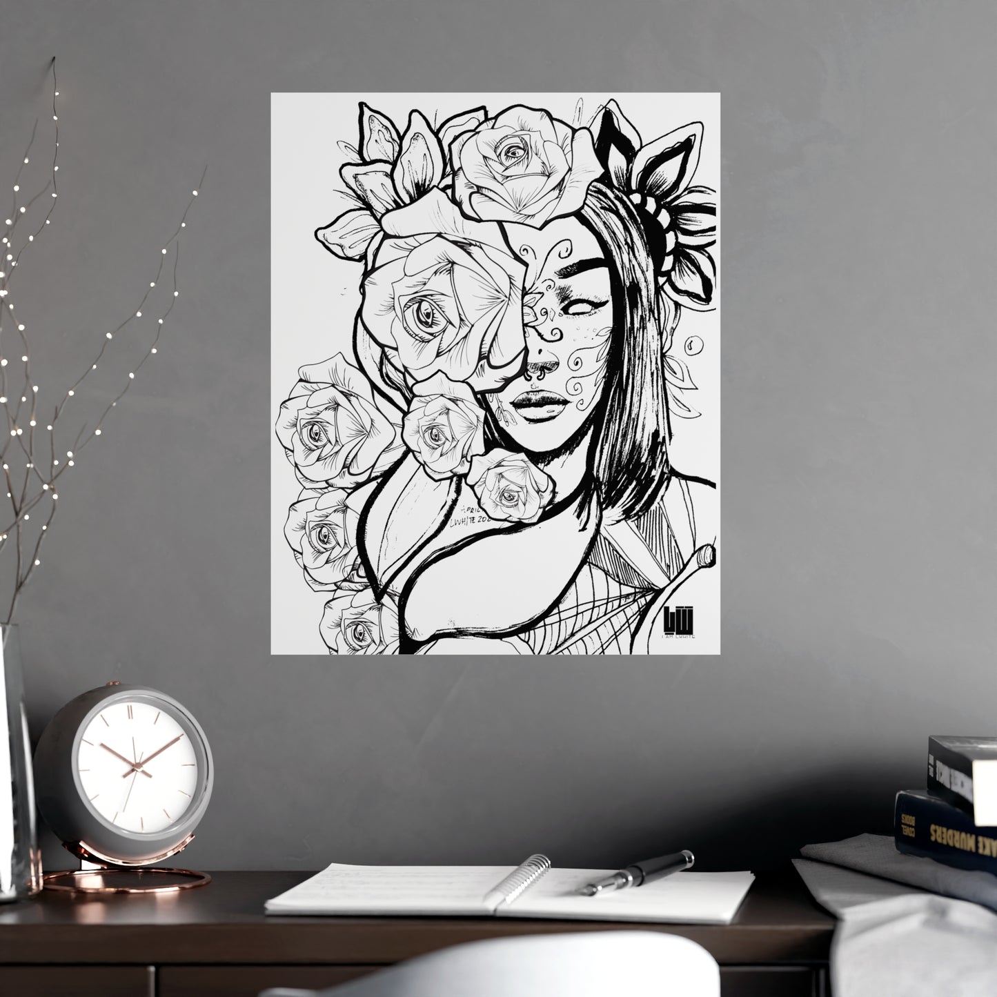 Poster Print - Nurturing Energy Black and White Drawing