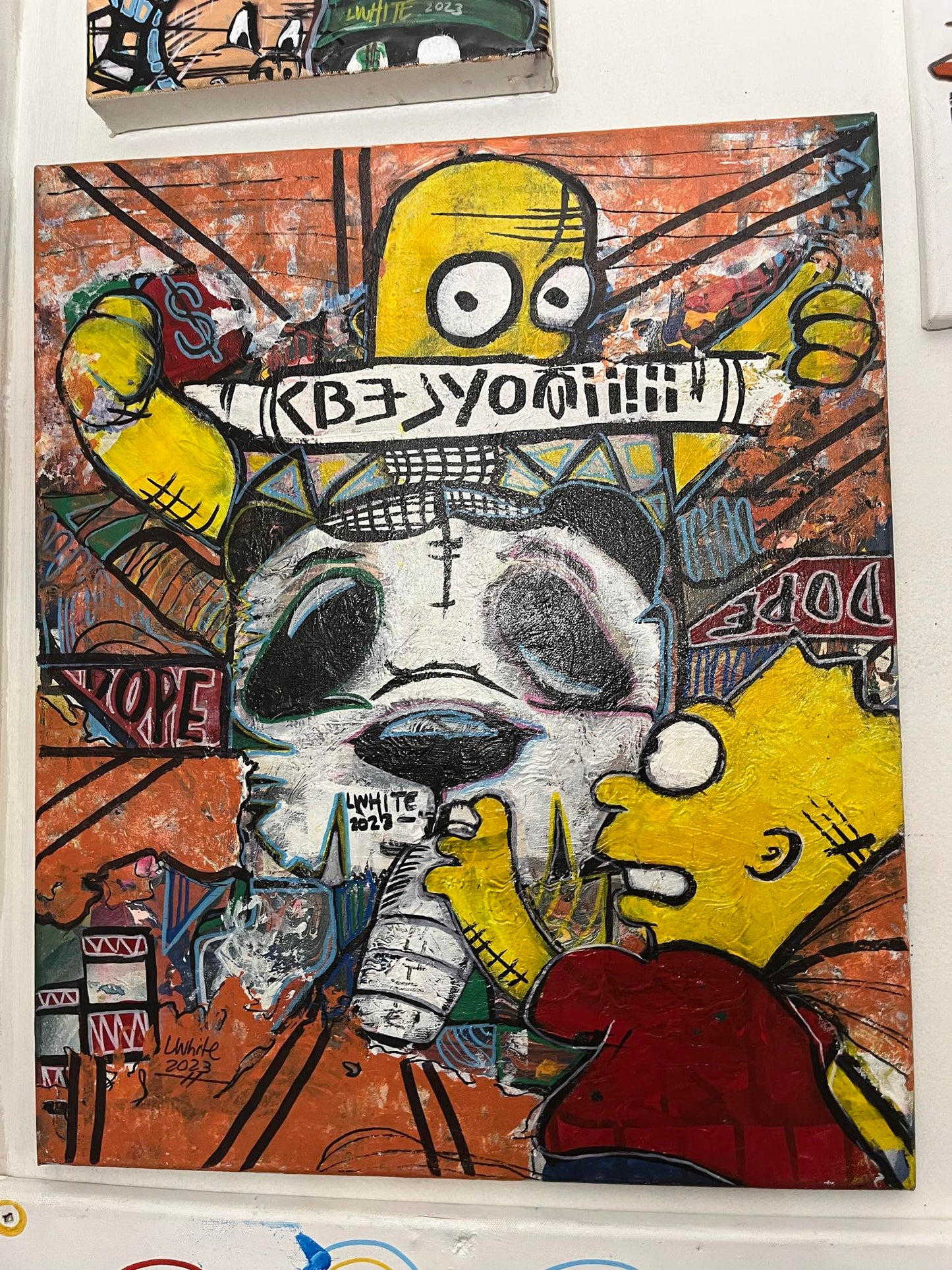 Limited Edition Homer and Bart Simpson Fan Art Original By LWhite